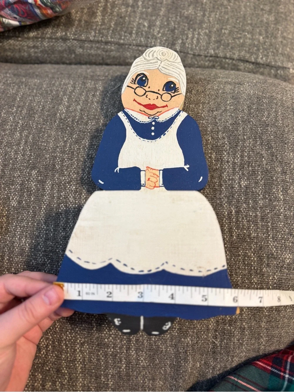 Vintage Hand Painted Grandma & Grandpa Wooden Sitting Shelf Decor